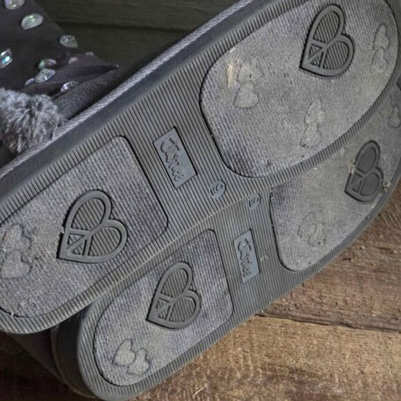 Size 9 Gray Jewel Faux Fur Shimmer Justice Boots - Picture 6 of 6